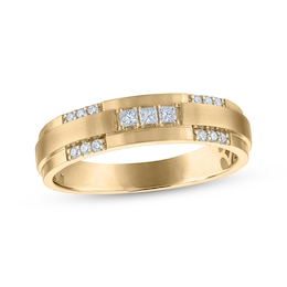 Adore Men's Square & Round-Cut Diamond Wedding Band 1/5 ct tw 10K Yellow Gold