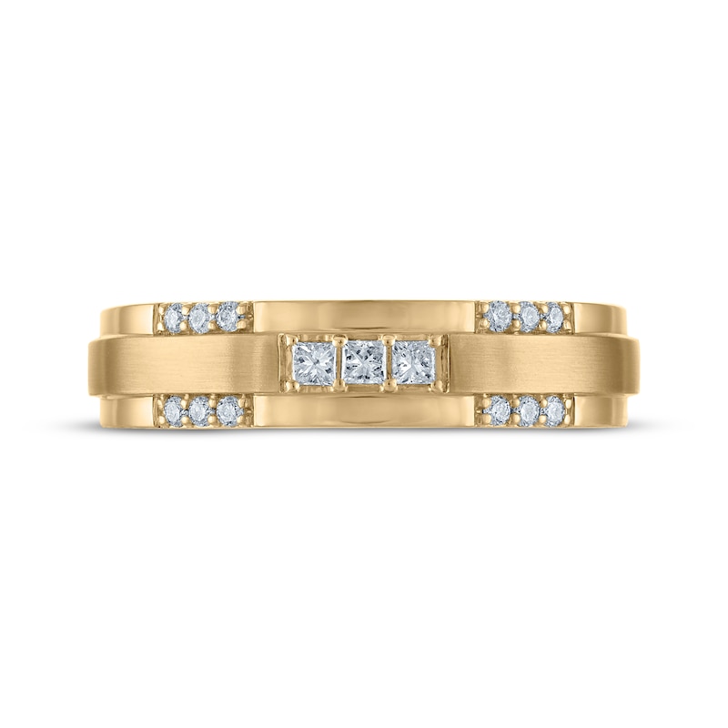 Main Image 3 of Adore Men's Square & Round-Cut Diamond Wedding Band 1/5 ct tw 10K Yellow Gold