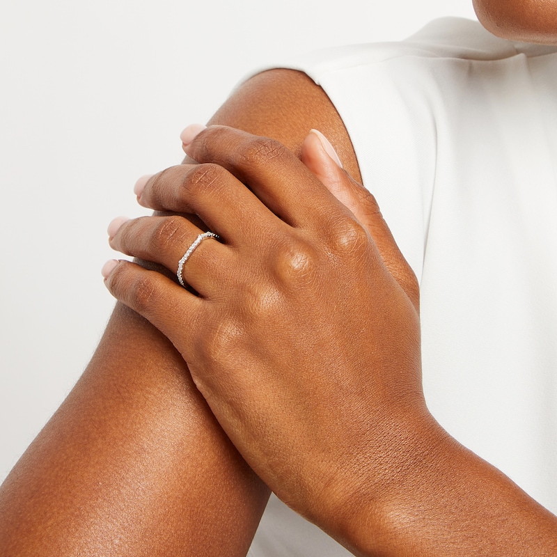 Main Image 4 of Diamond Contour Wedding Band 1/5 ct tw 14K White Gold