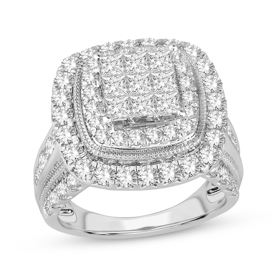 Princess-Cut Multi-Diamond Center Engagement Ring 3 ct tw 10K White Gold