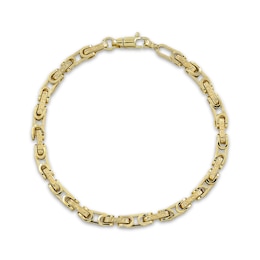 Men’s Hollow Byzantine Greek Key Chain Bracelet 10K Yellow Gold 8.5&quot;