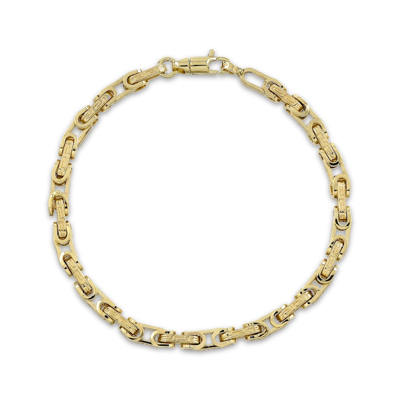 Men’s Hollow Byzantine Greek Key Chain Bracelet 10K Yellow Gold 8.5"