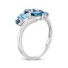 Multi-Shades Swiss, Sky & London Blue Topaz Cluster Ring Sterling Silver