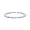 Thumbnail Image 1 of Cultured Pearl & White Lab-Created Sapphire Circle Link Bracelet Sterling Silver 7.5"