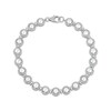 Thumbnail Image 2 of Cultured Pearl & White Lab-Created Sapphire Circle Link Bracelet Sterling Silver 7.5"