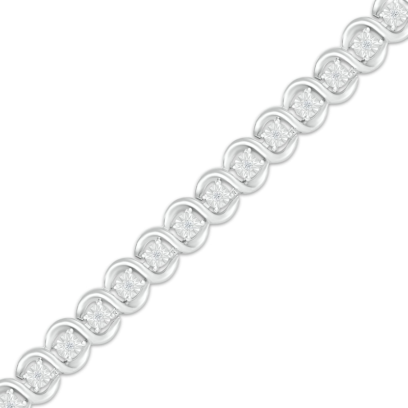 Main Image 2 of Diamond Swirl Link Tennis Bracelet 1/6 ct tw Sterling Silver 7.25"