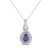 Thumbnail Image 1 of Pear-Shaped Blue Lab-Created Sapphire & Diamond Necklace 1/10 ct tw Sterling Silver 18"