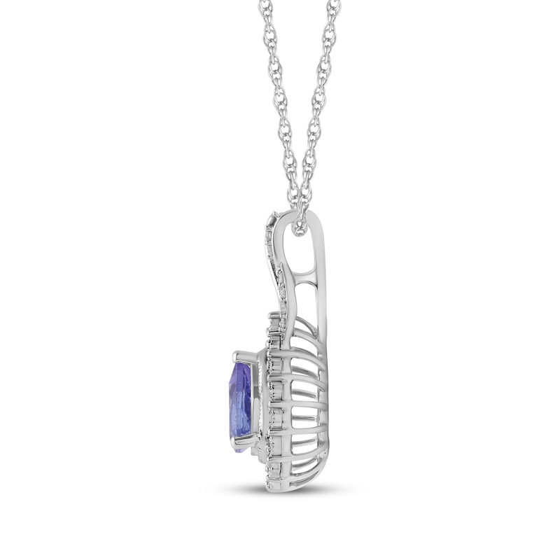 Main Image 2 of Pear-Shaped Blue Lab-Created Sapphire & Diamond Necklace 1/10 ct tw Sterling Silver 18"