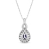 Thumbnail Image 3 of Pear-Shaped Blue Lab-Created Sapphire & Diamond Necklace 1/10 ct tw Sterling Silver 18"