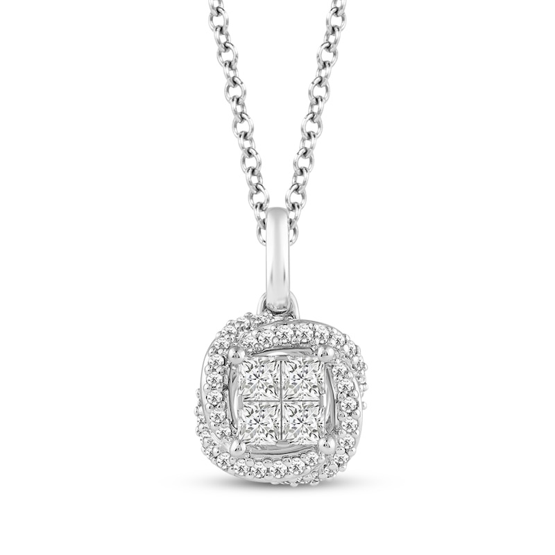 Main Image 1 of Hallmark Diamonds One Love Swirl Knot Necklace 1/3 ct tw Sterling SIlver