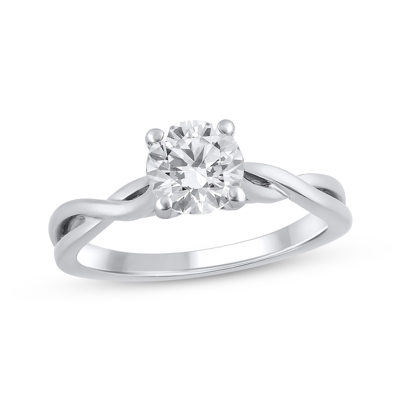 Solitaire Semi-Mount Twist Engagement Ring Setting 14K White Gold