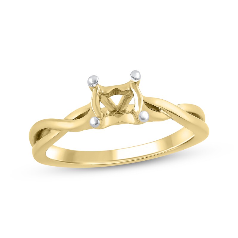 Solitaire Semi-Mount Twist Engagement Ring Setting 14K Yellow Gold