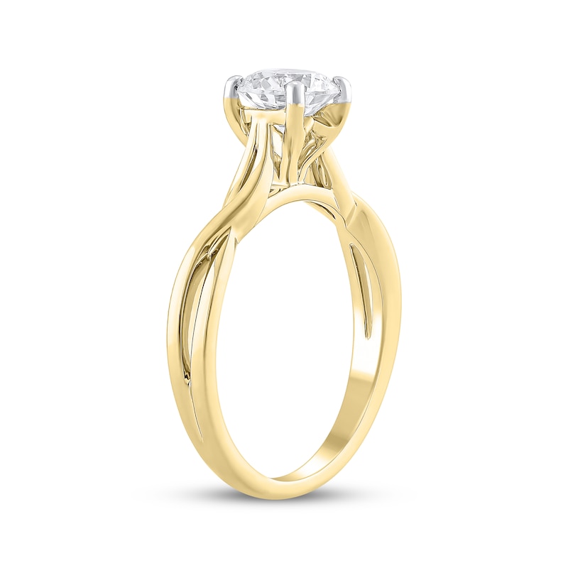 Solitaire Semi-Mount Twist Engagement Ring Setting 14K Yellow Gold