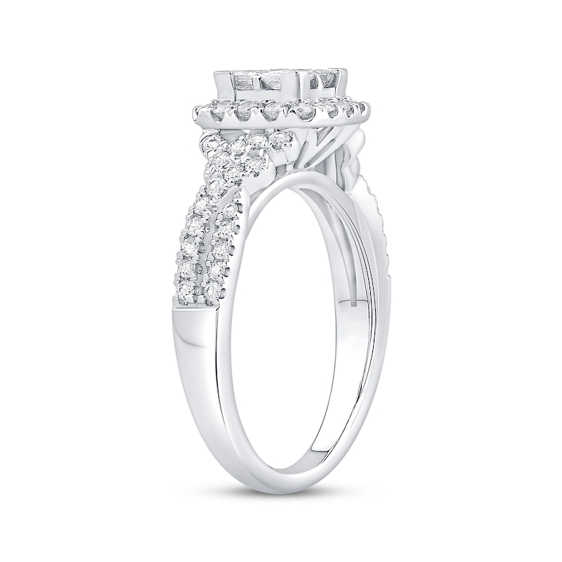 Main Image 2 of Princess-Cut Diamond Cushion-Frame Engagement Ring 1 ct tw 14K White Gold