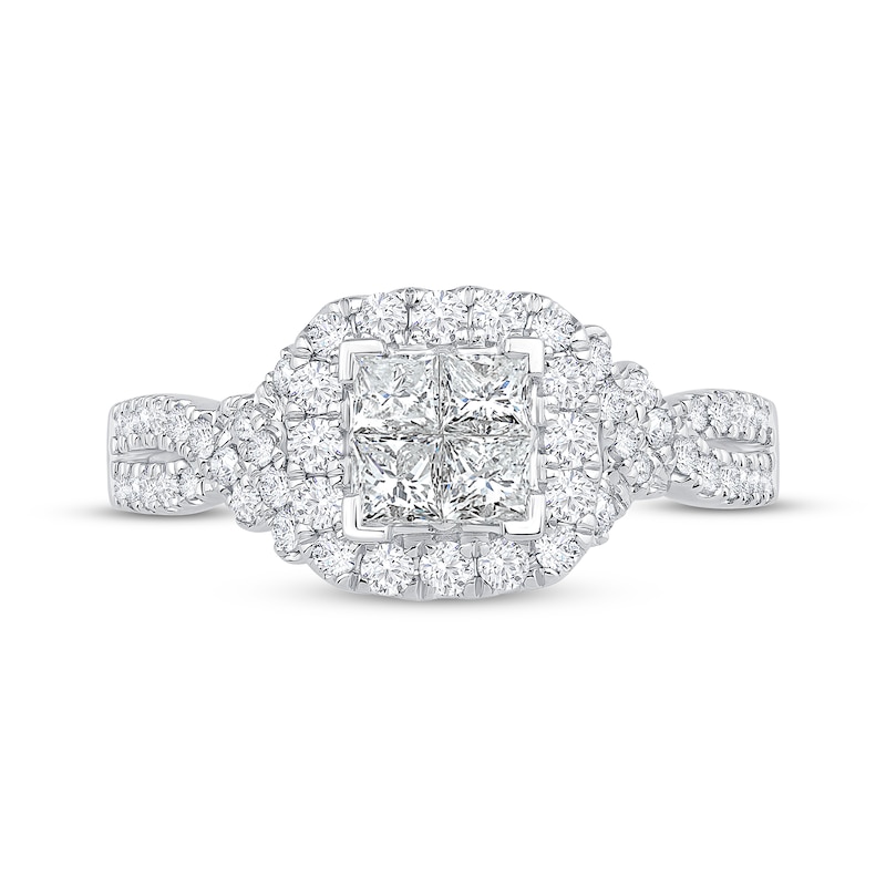 Main Image 3 of Princess-Cut Diamond Cushion-Frame Engagement Ring 1 ct tw 14K White Gold
