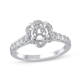 Adore Semi-Mount Flower Halo Engagement Ring Setting 1/2 ct tw Diamonds 14K White Gold