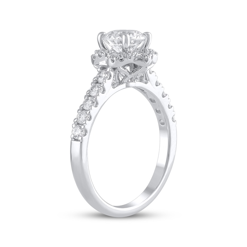 Main Image 3 of Adore Semi-Mount Flower Halo Engagement Ring Setting 1/2 ct tw Diamonds 14K White Gold