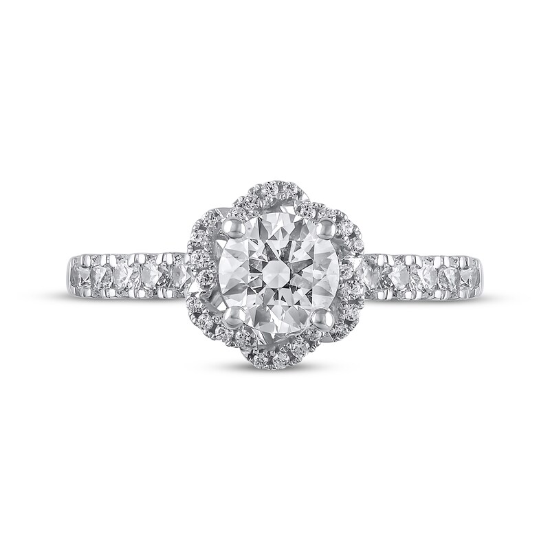 Main Image 4 of Adore Semi-Mount Flower Halo Engagement Ring Setting 1/2 ct tw Diamonds 14K White Gold