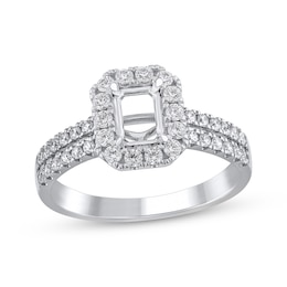 Adore Semi-Mount Octagon Halo Engagement Ring Setting 1/2 ct tw Diamonds 14K White Gold
