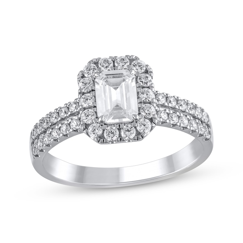 Main Image 2 of Adore Semi-Mount Octagon Halo Engagement Ring Setting 1/2 ct tw Diamonds 14K White Gold