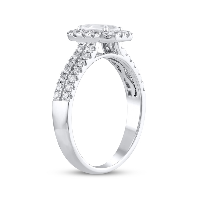 Main Image 3 of Adore Semi-Mount Octagon Halo Engagement Ring Setting 1/2 ct tw Diamonds 14K White Gold