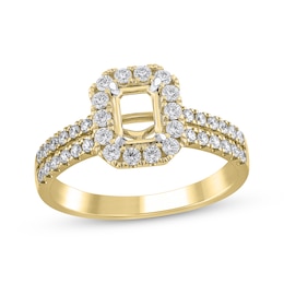 Adore Semi-Mount Octagon Halo Engagement Ring Setting 1/2 ct tw Diamonds 14K Yellow Gold