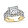 Thumbnail Image 2 of Adore Semi-Mount Square Halo Three-Row Engagement Ring Setting 1 ct tw Diamonds 14K Yellow Gold