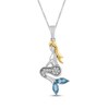 Thumbnail Image 1 of Marquise-Cut Swiss Blue Topaz & White Lab-Created Sapphire Mermaid Necklace Sterling Silver & 10K Yellow Gold 18"