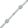 Thumbnail Image 1 of Lab-Created Opal & White Lab-Created Sapphire Link Bracelet Sterling Silver 7.5"