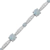 Thumbnail Image 2 of Lab-Created Opal & White Lab-Created Sapphire Link Bracelet Sterling Silver 7.5"
