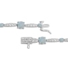 Thumbnail Image 2 of Lab-Created Opal & White Lab-Created Sapphire Link Bracelet Sterling Silver 7.5"