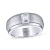 Thumbnail Image 1 of Men's THE LEO Legacy Lab-Grown Diamond Emerald-Cut Solitaire Wedding Band 1 ct tw 14K White Gold