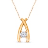 Thumbnail Image 1 of Round-Cut Diamond Solitaire Crossover Necklace 3/8 ct tw 14K Yellow  Gold (I/I3)  18"