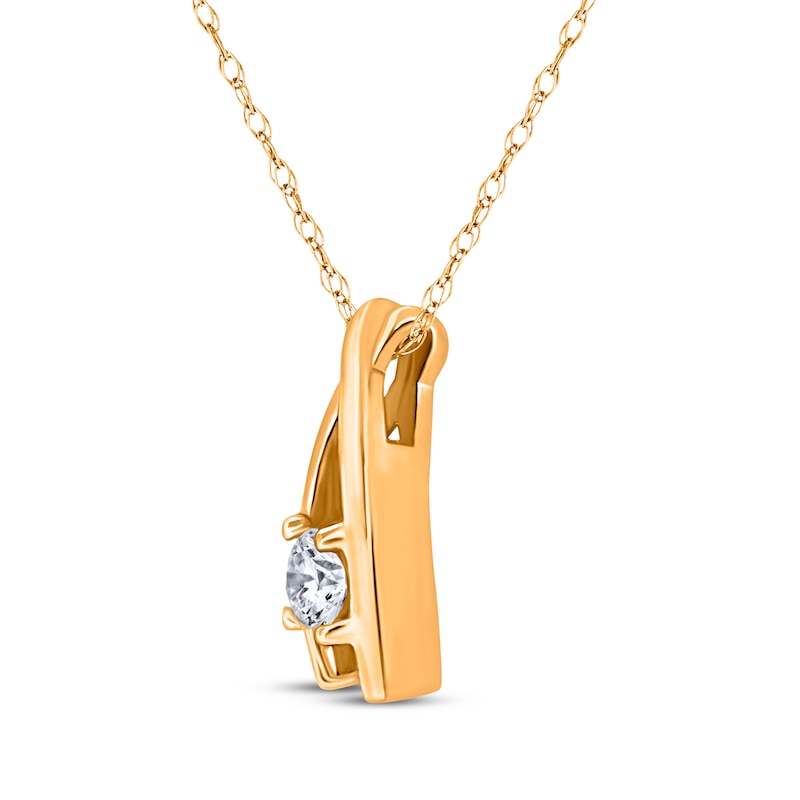 Main Image 2 of Round-Cut Diamond Solitaire Crossover Necklace 3/8 ct tw 14K Yellow  Gold (I/I3)  18"
