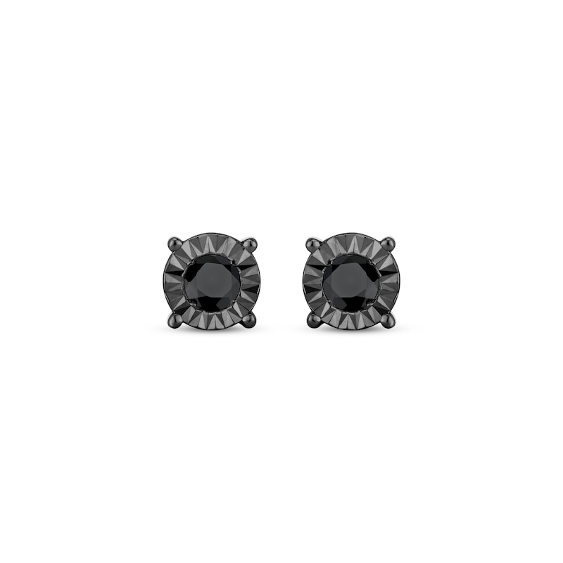 Main Image 2 of Round-Cut Black Diamond Solitaire Stud Earrings 1/6 ct tw Sterling Silver (I3)