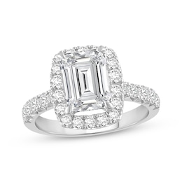 Adore Lab-Grown Diamonds Emerald-Cut Halo Engagement Ring 4 ct tw 14K White Gold