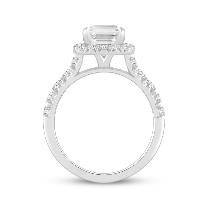 Main Image 3 of Adore Lab-Grown Diamonds Emerald-Cut Halo Engagement Ring 4 ct tw 14K White Gold