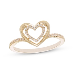 Diamond Double Heart Ring 1/10 ct tw 10K Yellow Gold