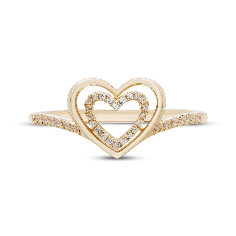 Main Image 2 of Diamond Double Heart Ring 1/10 ct tw 10K Yellow Gold