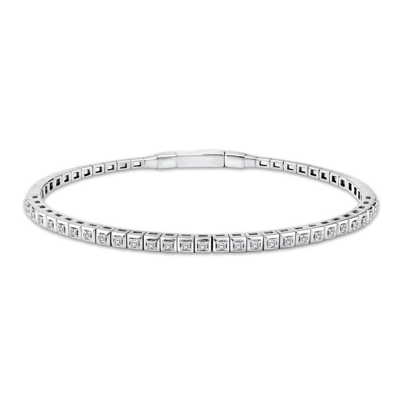 Main Image 1 of Diamond Flex Bangle Bracelet 1/2 ct tw 10K White Gold