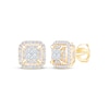 Thumbnail Image 1 of Princess-Cut Diamond Quad Cushion Halo Stud Earrings 3/4 ct tw 10K Yellow Gold