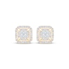 Thumbnail Image 2 of Princess-Cut Diamond Quad Cushion Halo Stud Earrings 3/4 ct tw 10K Yellow Gold