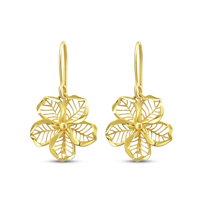 Main Image 2 of Filigree Island Flower Dangle Earrings 10K Yellow Gold 18"