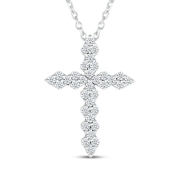 Diamond Cross Necklace 1/4 ct tw 10K White Gold 18"