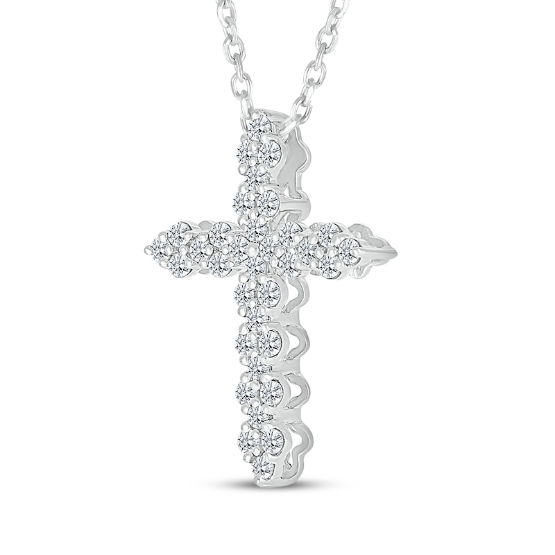 Main Image 2 of Diamond Cross Necklace 1/4 ct tw 10K White Gold 18"