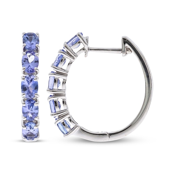 Oval-Cut Tanzanite Hoop Earrings Sterling Silver
