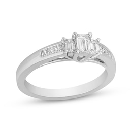 Adore Emerald-Cut Diamond Three-Stone Engagement Ring 1/2 ct tw 14K White Gold