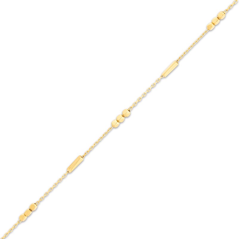 Main Image 2 of Bead Trio & Bar Station Necklace 10K Yellow Gold 18"