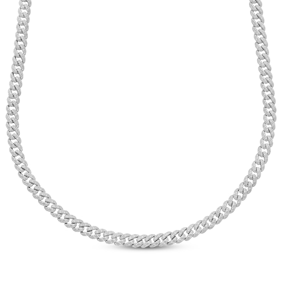 Men's Diamond Curb Chain Necklace 3-7/8 ct tw Sterling Silver 22"
