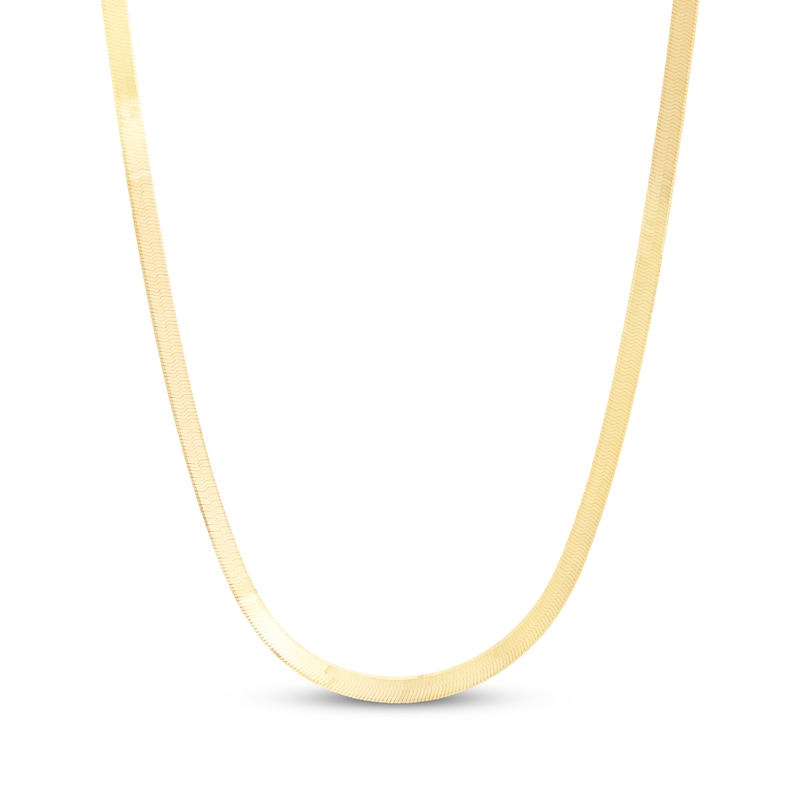 Main Image 1 of Herringbone Chain Necklace 3mm Solid 10K Yellow Gold 20"